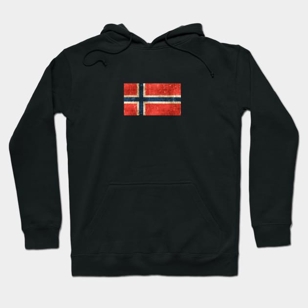 Vintage Aged and Scratched Norwegian Flag Hoodie by jeffbartels